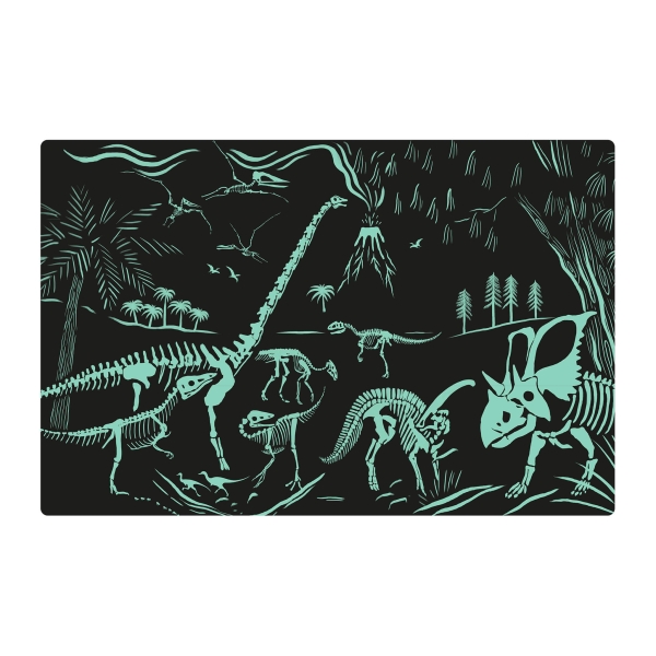 Apli Puzzle Fluorescent de 60 Pièces 6x6cm - Thème Dinosaures - Effet Fluorescent qui Révèle des Dessins Cachés - Poster pour un Montage Facile - Recommandé pour les Enfants à partir de 4 Ans