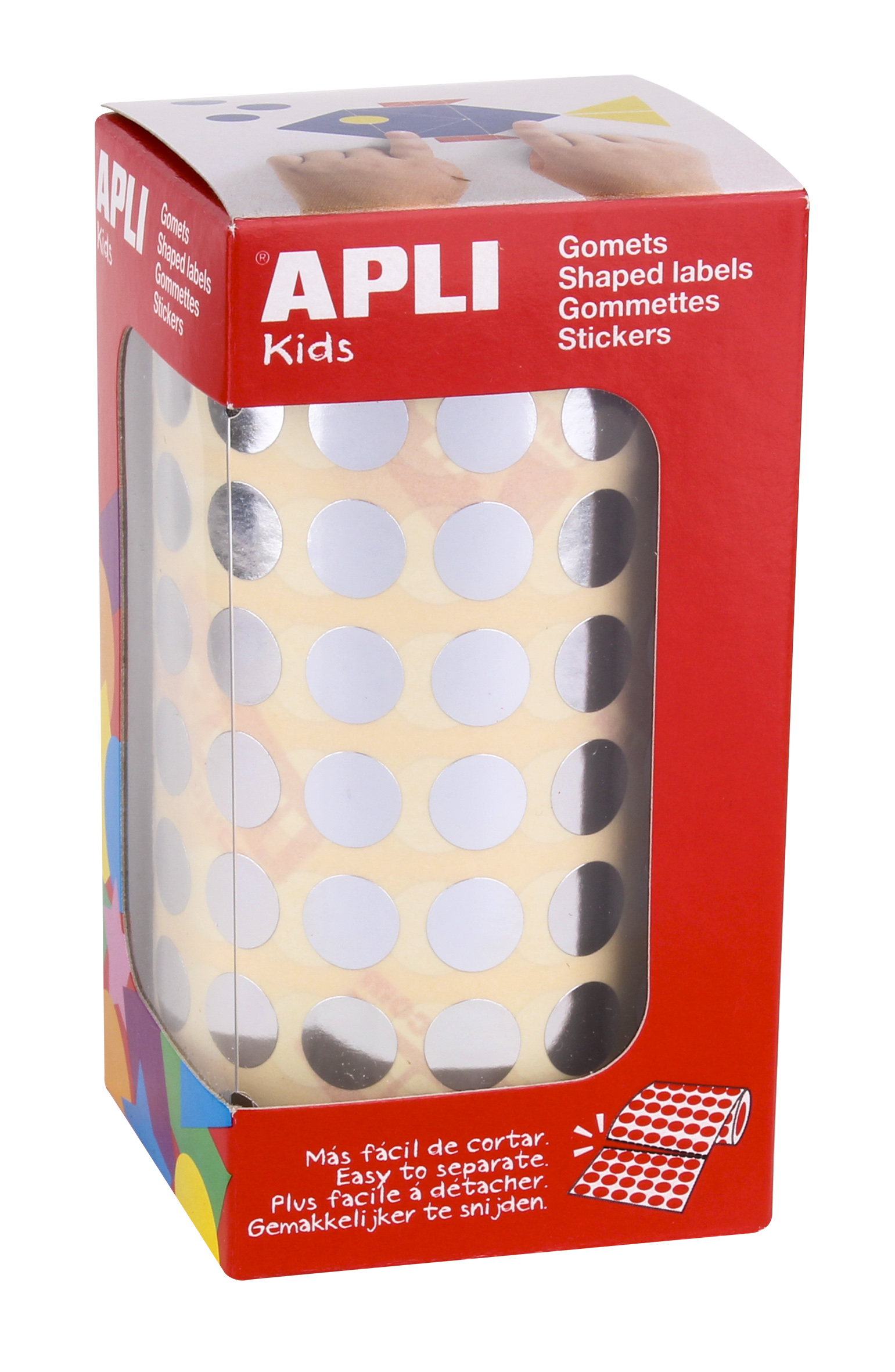 Apli Round Gomets Silver Metallic - Ø 10,5 mm - 5192 unités par rouleau - Développe les compétences et les capacités des enfants