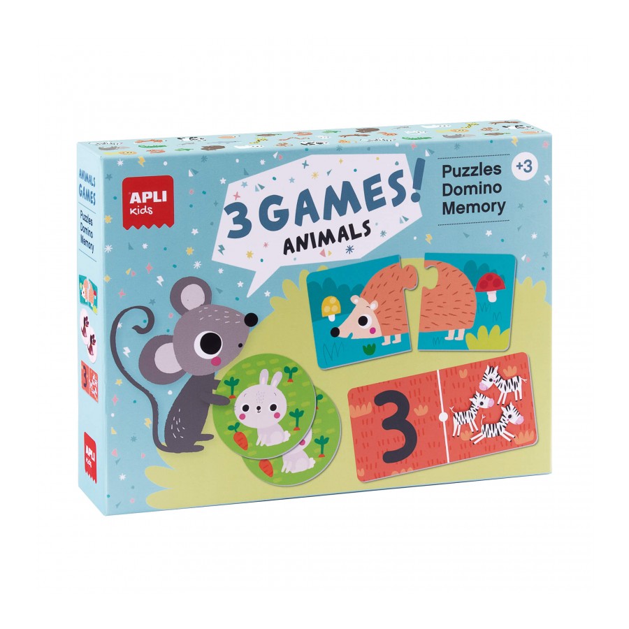 Apli Set de 3 Jeux d'Animaux, 84 Pièces