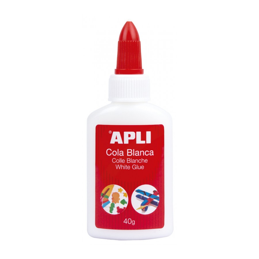 Apli White Colle Liquide 40g - Applicateur de Pointe - Sans Solvant et Non Toxique - Convient à un Usage Scolaire