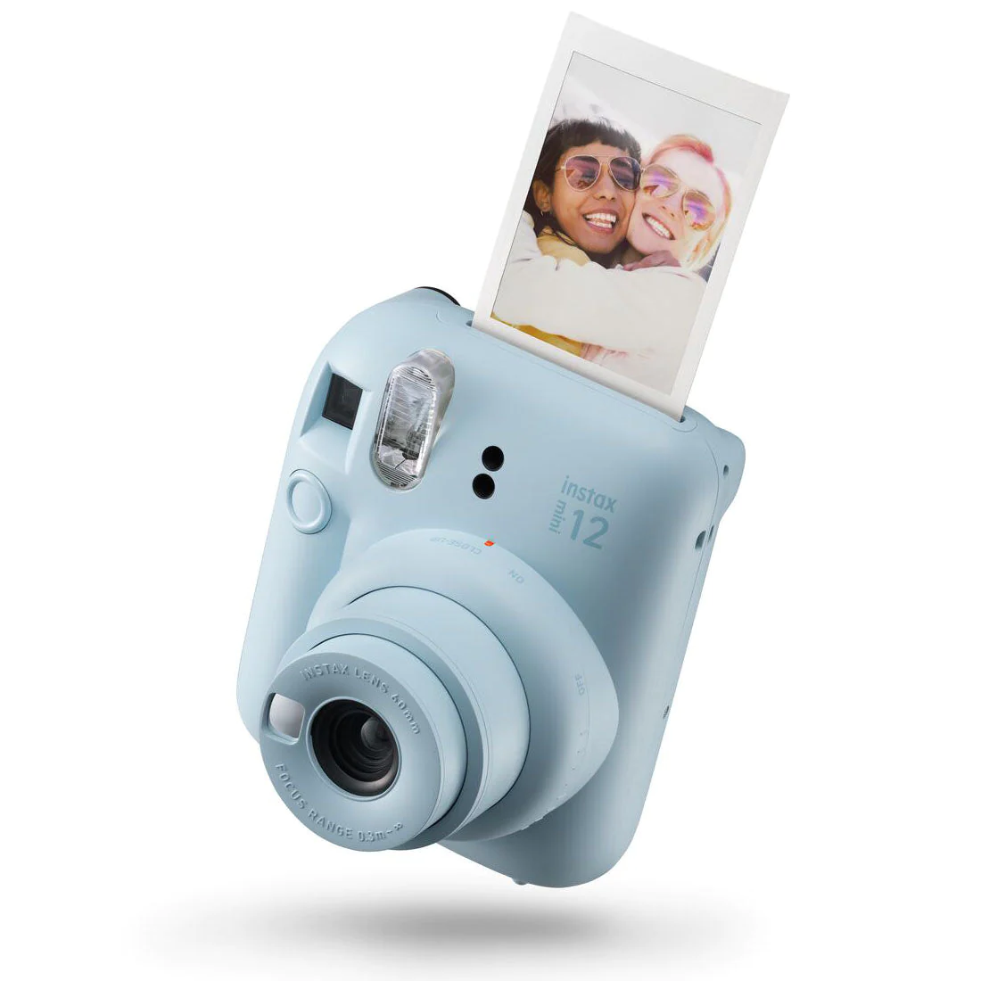 Appareil photo instantané Fujifilm Instax Mini 12 bleu pastel - Taille d'image 62x46mm - Flash automatique - Exposition automatique - Mini miroir pour selfies - Mode gros plan