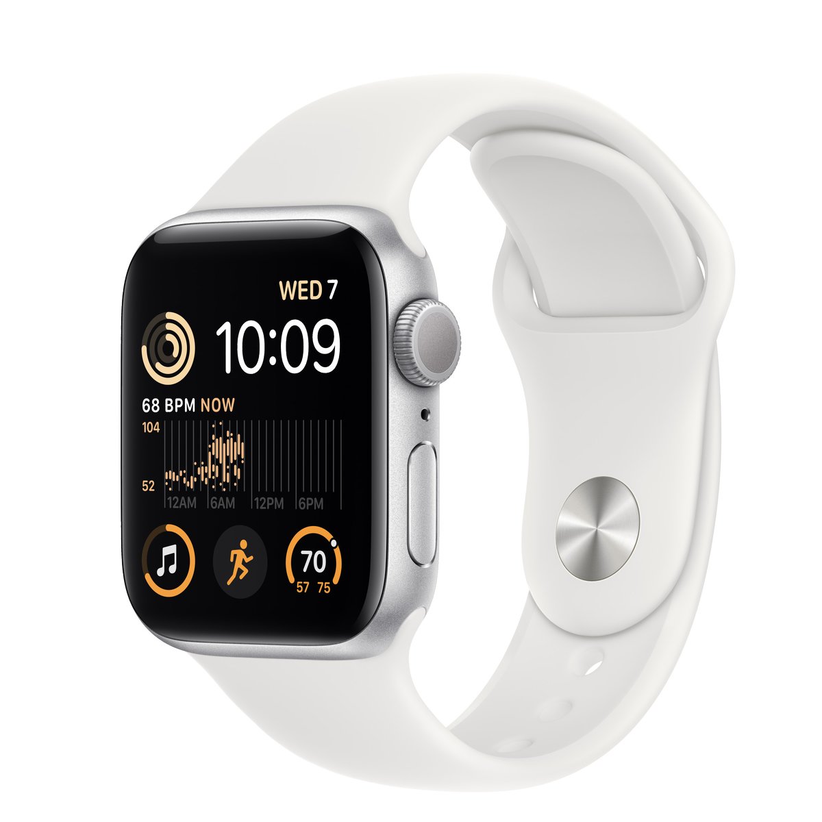 Apple Watch SE (2022) 40 mm GPS Aluminium Argent + bracelet sport blanc