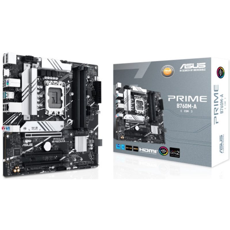 Asus Prime B760M-A CSM Carte mère Intel LGA1700 4x DDR5 - HDMI, M.2, PCIe4.0, 4x Sata III, USB 3.2, MicroATX