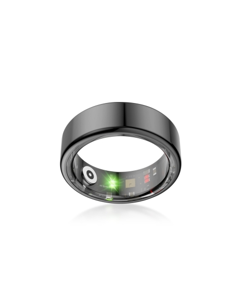 Bague connectée Ksix Saturn - Jusqu'à 3 jours d'autonomie - Activité et santé - Moniteur de sommeil - 5 ATM - Taille L (taille 11) - Noir