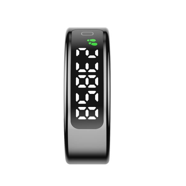 Bague connectée Leotec Kör Mau - Capteur de fréquence cardiaque et accéléromètre - Moniteur de sommeil - 5 ATM - Étanche - Taille S (taille 9) - Noir