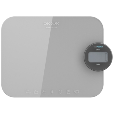 Balance de cuisine Cecotec Cook Control 10300 EcoPower Nutrition - Fonctionne sans piles - Précision de 1gr - Max. 8kg - Affichage LCD - Fonction Tare - Fonction Solide et Liquide