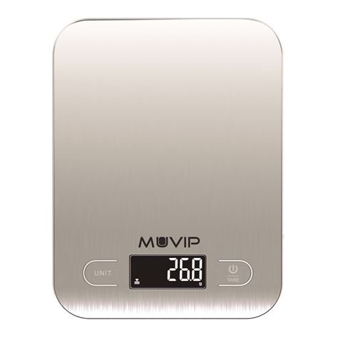 Balance de cuisine numérique Bluetooth de luxe Muvip - Plate-forme en acier inoxydable - Écran LCD - Capteur de haute précision - Arrêt automatique - Max. 5kg