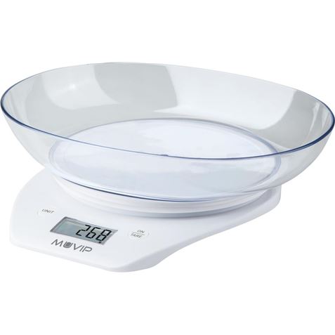 Balance de Cuisine Numérique Muvip avec Bol - Bol Transparent 1.5L - Capteur Haute Précision - Max. 5 kg