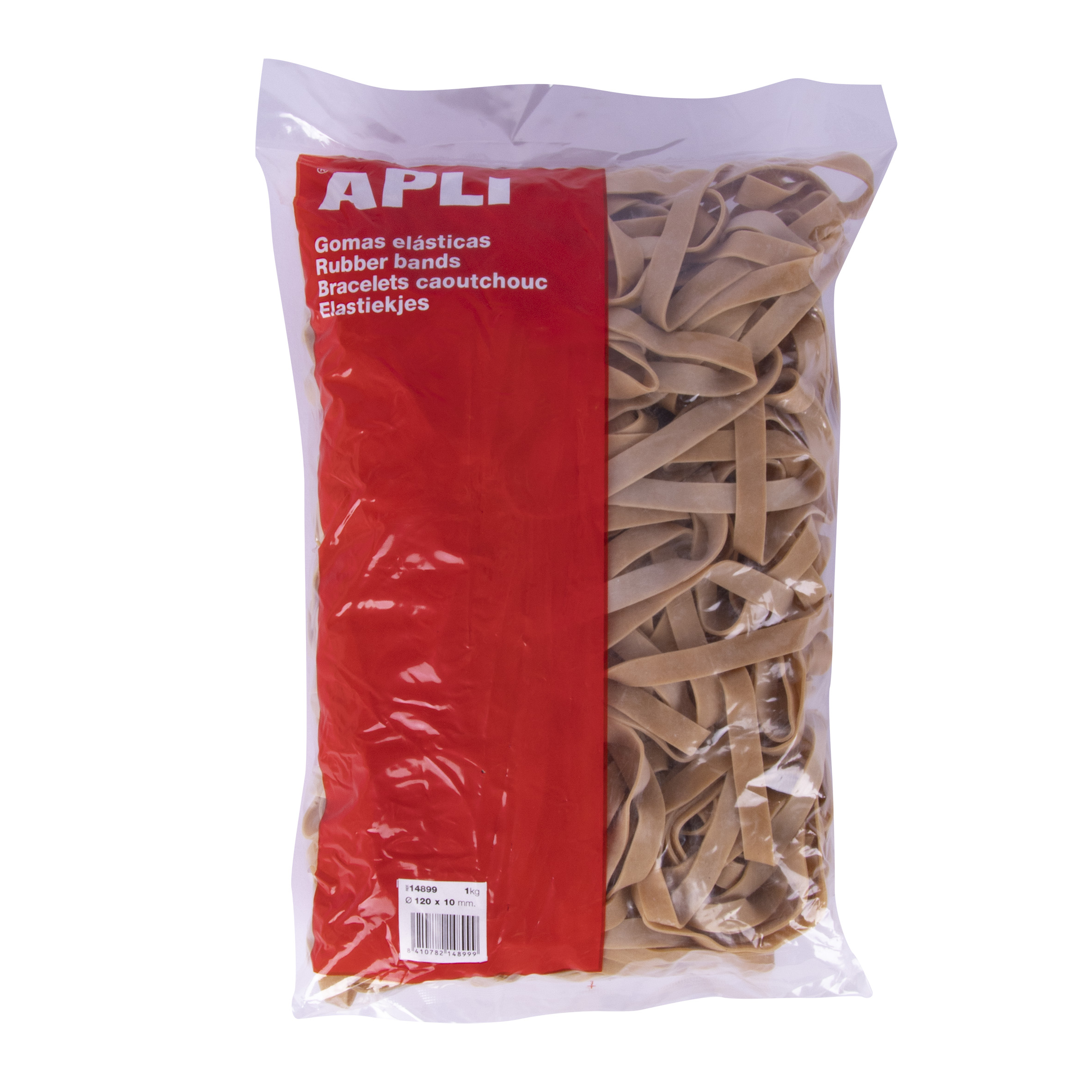 Bandes Élastiques Apli en Caoutchouc Naturel - Ø 120 x 10mm - Grande Élasticité et Résistance - Contenu 1kg