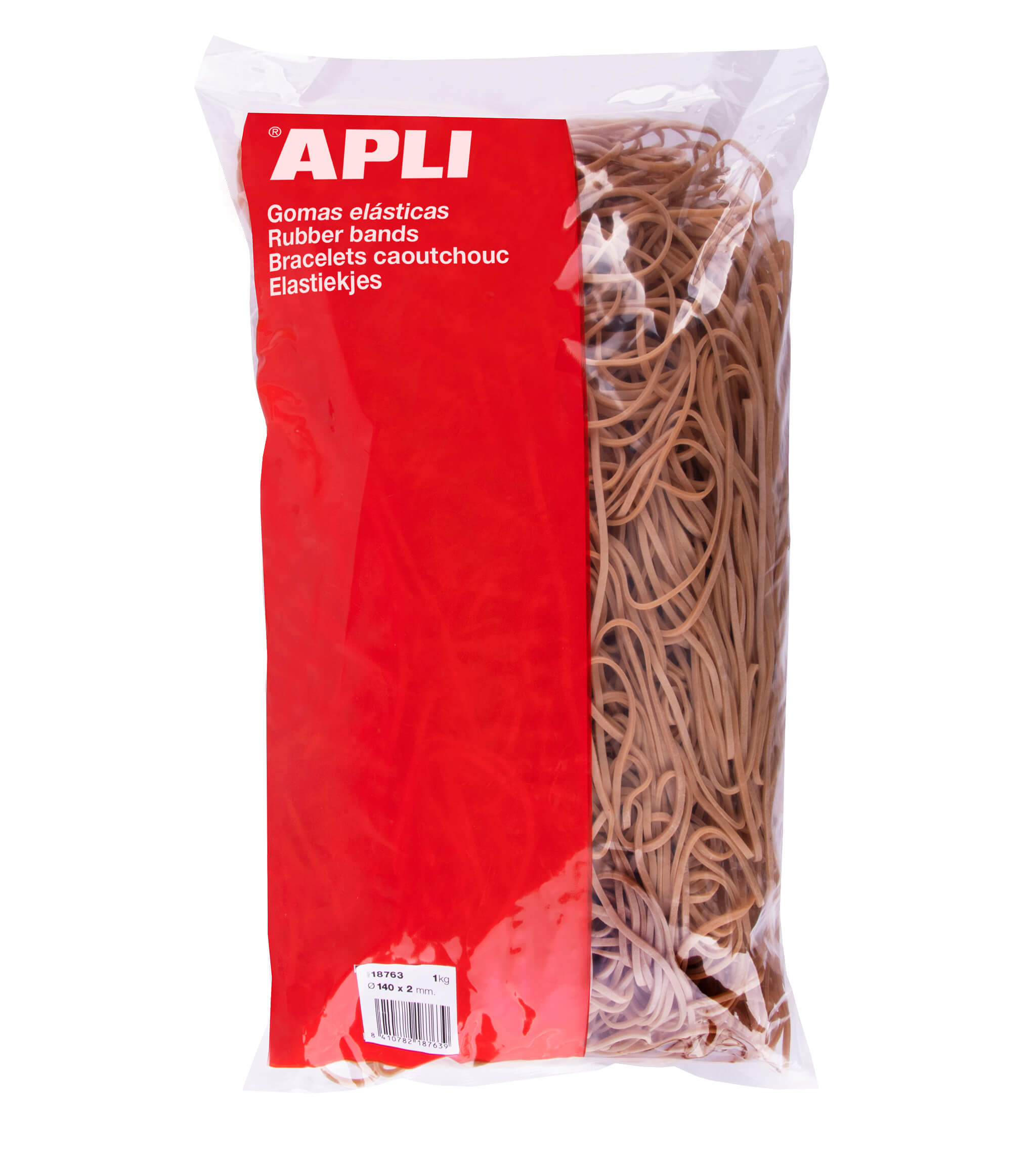 Bandes Élastiques Apli Ø 140 x 2mm - Contenu 1kg - Grande Élasticité et Résistance - 70% Caoutchouc Naturel