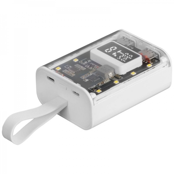 Powerbank Mars Gaming MPK-10K - 10 000 mAh - Charge rapide QC3.0 et PD3.0 - Lampe de poche LED - Chargez 3 appareils simultanément - Couleur blanche