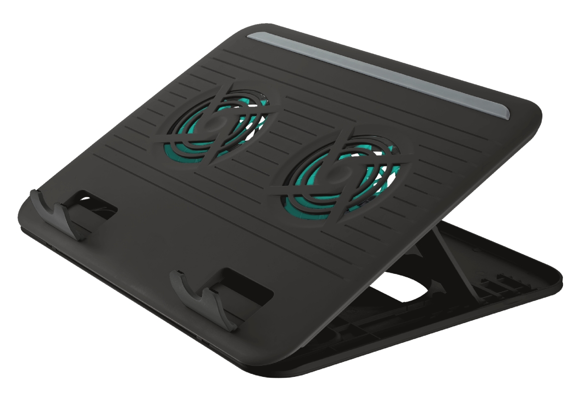 Base de refroidissement USB Trust Cyclone pour ordinateur portable jusqu'à 16" - 2x ventilateurs silencieux - 8 positions réglables - Couleur noire