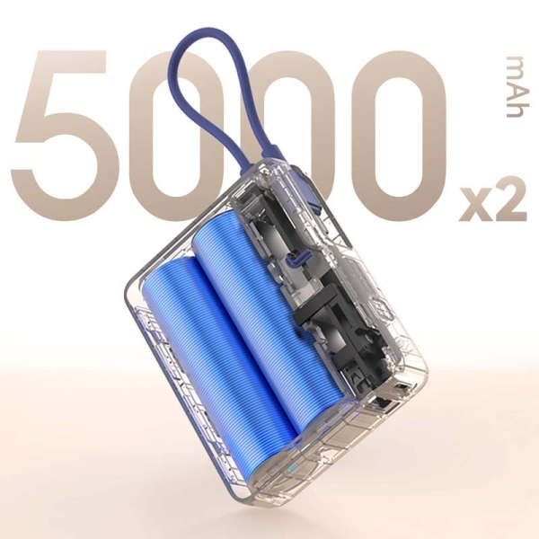 Batterie externe Xiaomi Ice Blue GL 10 000 mAh - 33 W - Câble intégré - Charge rapide - Plusieurs couches de sécurité - Bleu
