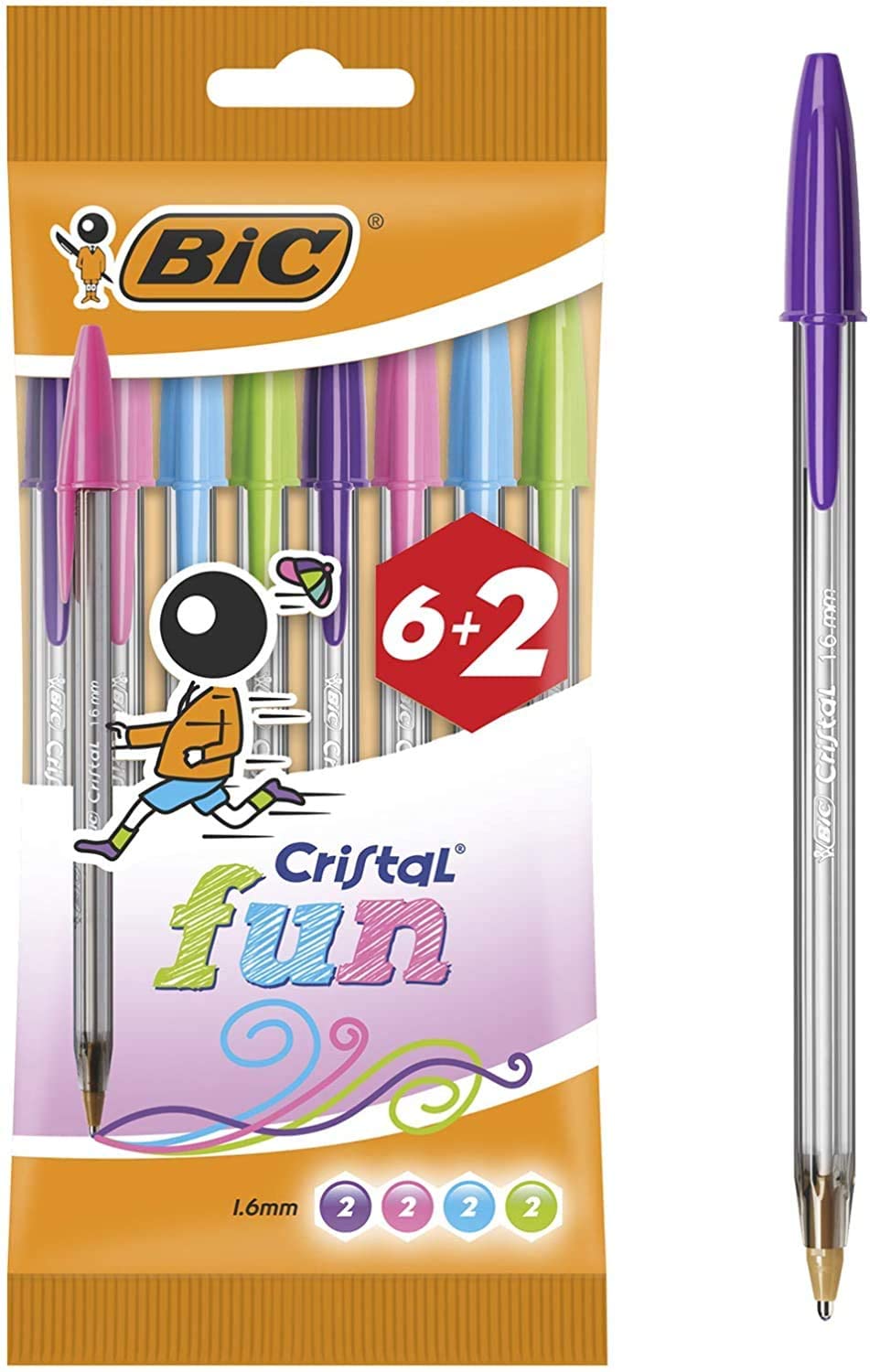 Bic Cristal Fun Pack de 8 Stylos Bille