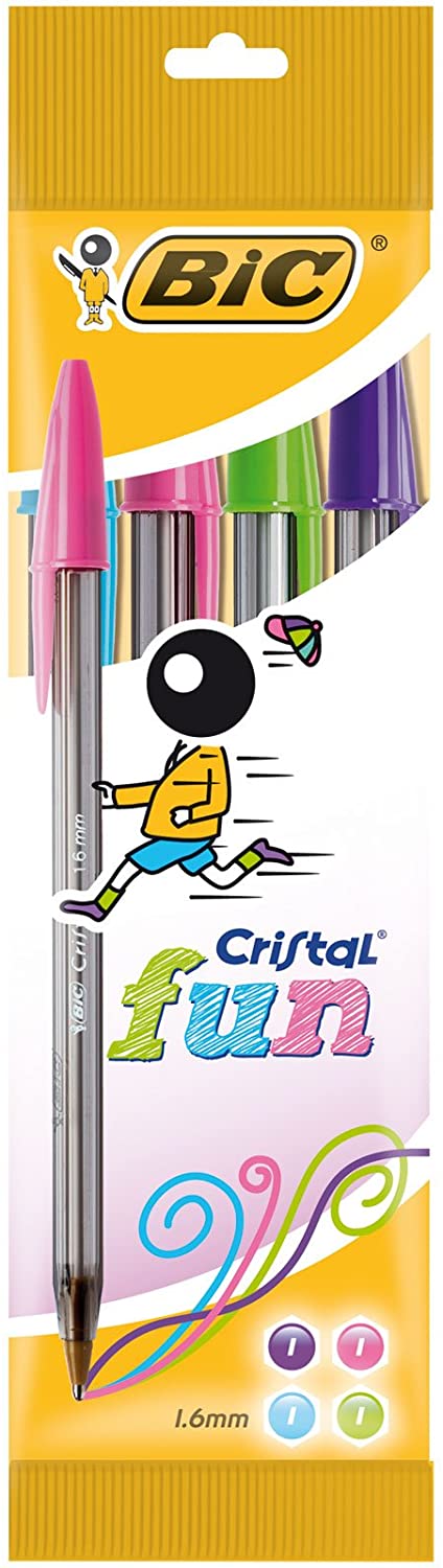 Bic Cristal Fun Pack de 4 Stylos Bille