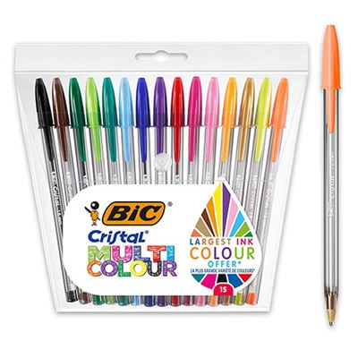 Bic Cristal Lot de 15 stylos à bille