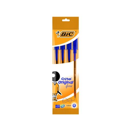 Bic Cristal Pack de 4 Stylos Bille (BLEU)