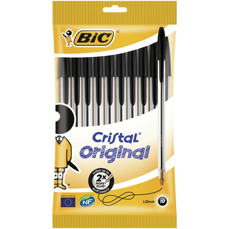 Bic Cristal Lot de 10 stylos à bille	
