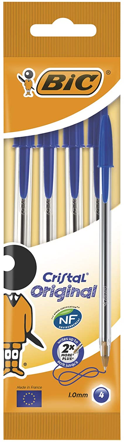 Bic Cristal Pack de 4 Stylos Bille (Bleu)