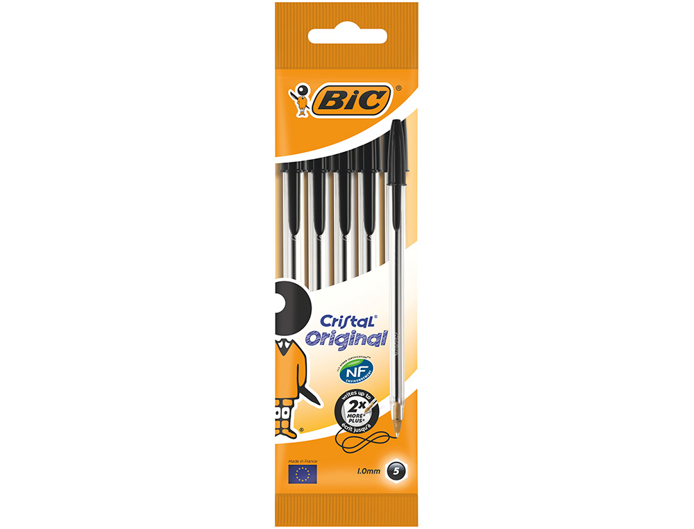 Bic Cristal Pack de 5 Stylos Bille (NOIR)