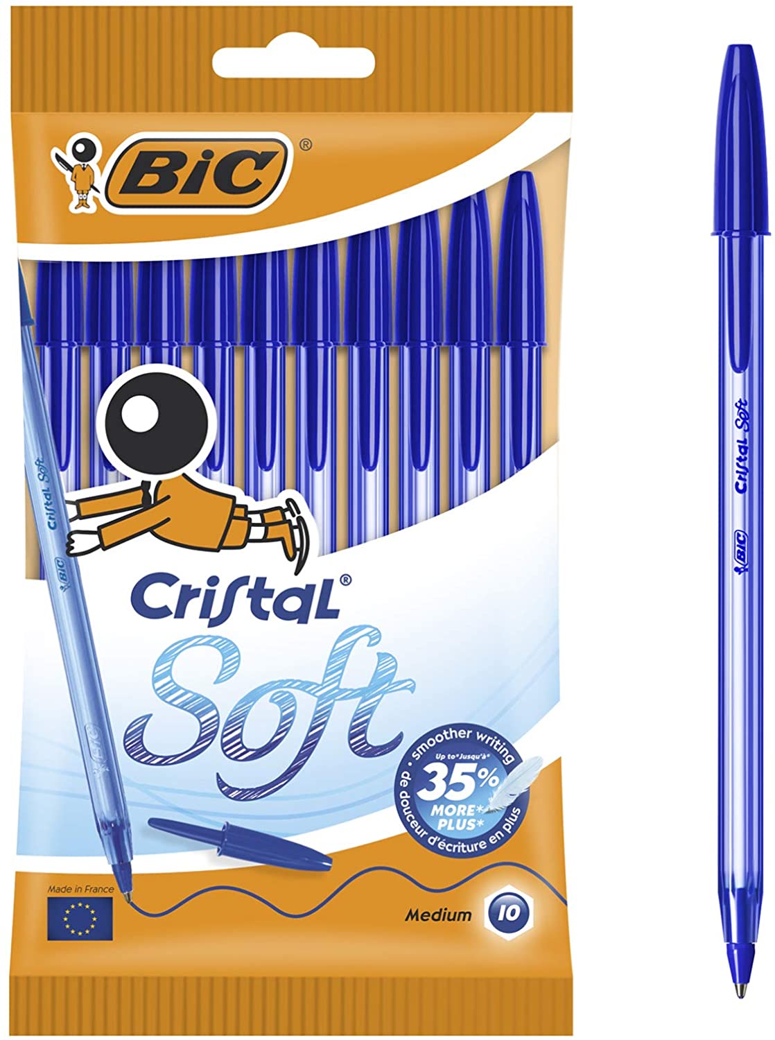 Bic Cristal Soft Lot de 10 stylos à bille