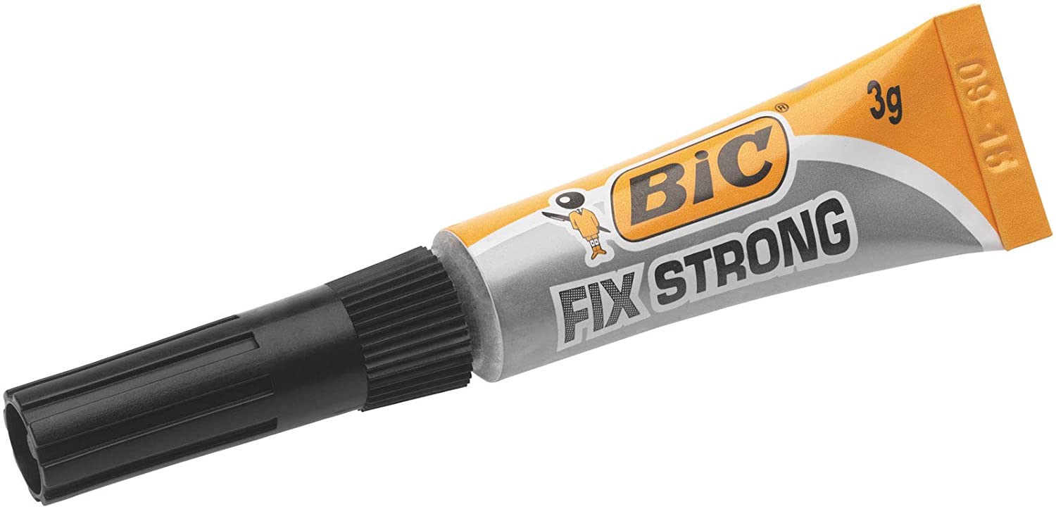 Bic Fix Strong Colle de contact extra forte 3 g - Utilisation sur bois, plastique et porcelaine - Ne coule pas - Capuchon anti-colmatage