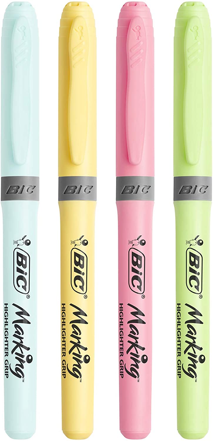 Bic Highlighter Grip Pack de 4 Marqueurs Fluo