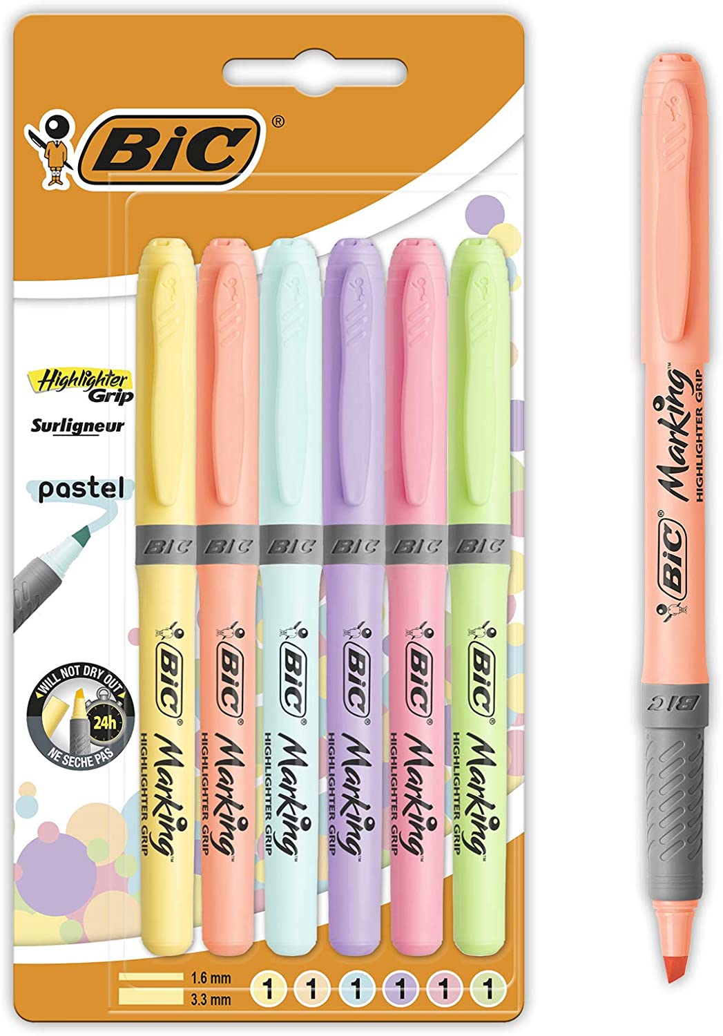 ✓ Bic Pack de 6 Marqueurs Pastel Fluo couleur en stock