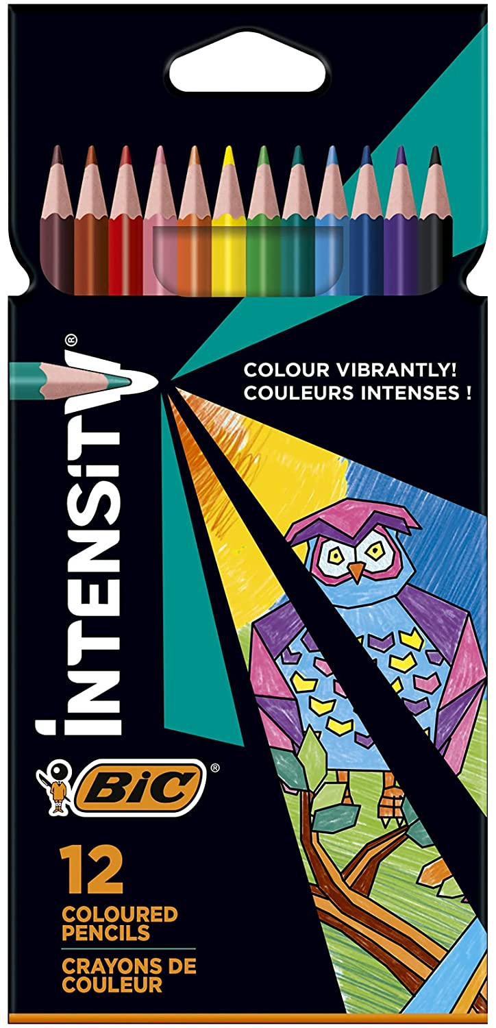 ✓ Bic Intensity Color Up 12 Crayons Triangulaires couleur en stock -  123CONSOMMABLES