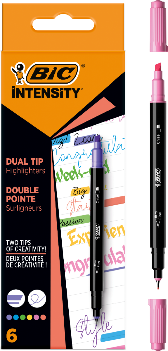 BIC Pack durable 6 feutres INTENSITY BRUSH 2 en 1 PASTEL Double pointe -  Stylo & feutre - LDLC