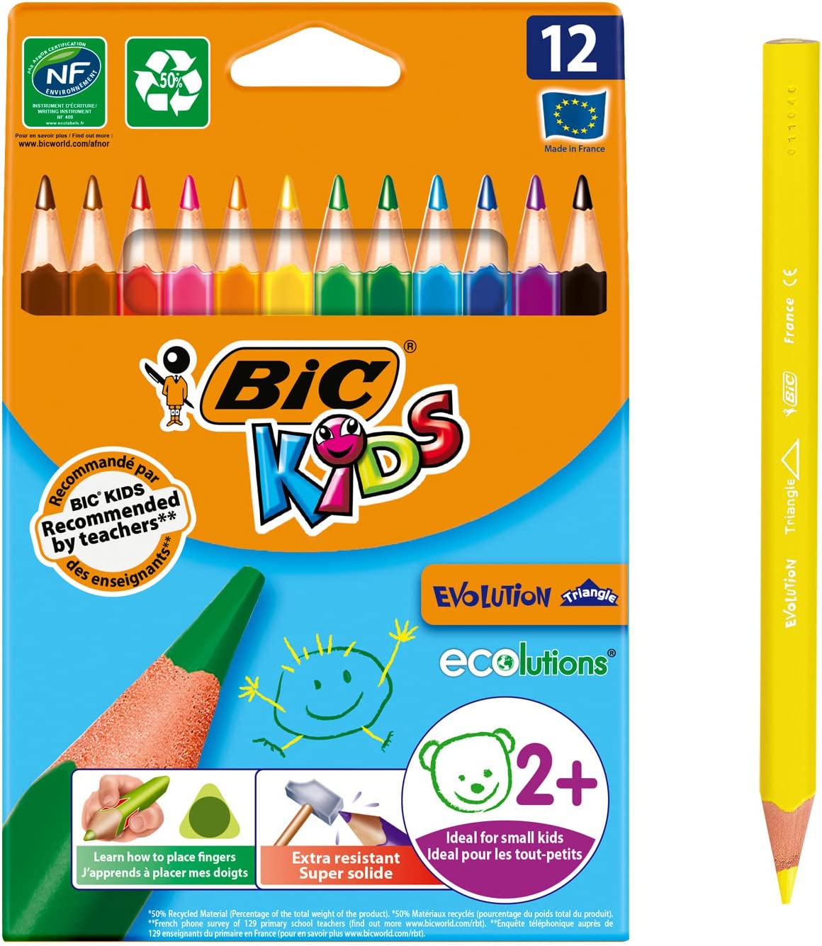 Bic Kids Lot 12 Crayons de couleur Triangle
