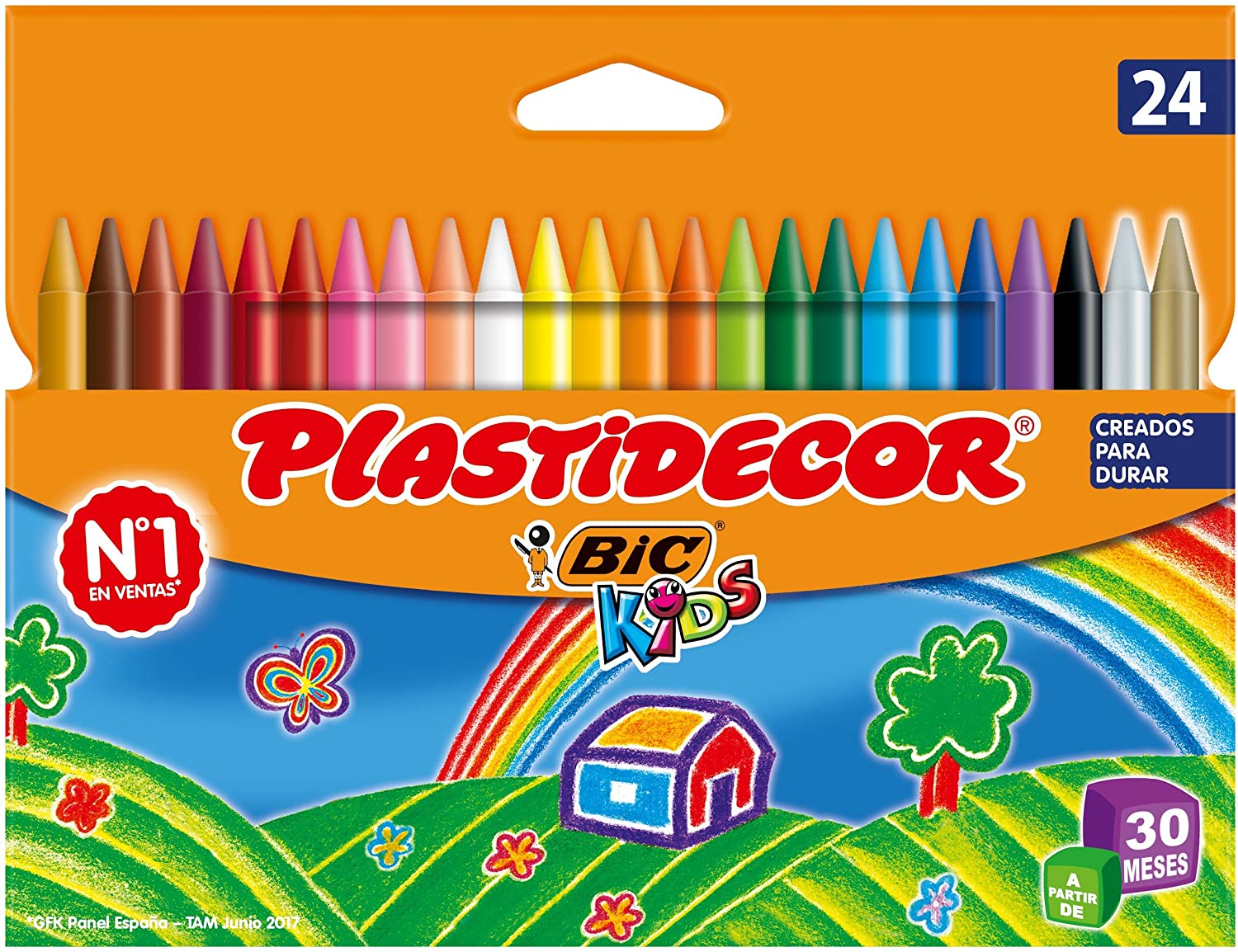 ✓ Bic Kids Plastidecor 24 Crayons Cire couleur en stock