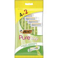 Bic Pure 3 Lady Lot de 4+2 Rasoirs Jetables 3 Lames - Bande Lubrifiante à l'Aloe Vera