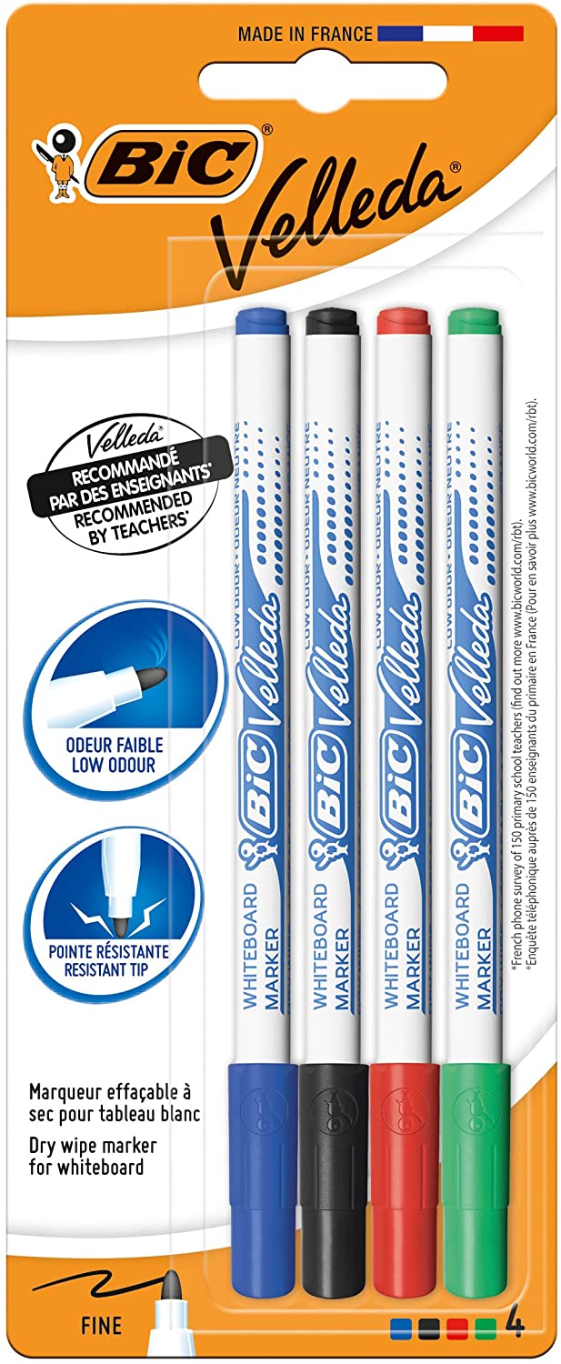 Bic Velleda 1721 Lot de 4 marqueurs tableau