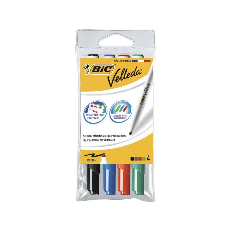 Bic Velleda 1741 Boite de 4 Marqueurs Tableau