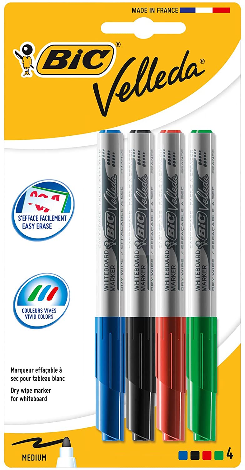 Bic Velleda 1741 Lot de 4 marqueurs tableau