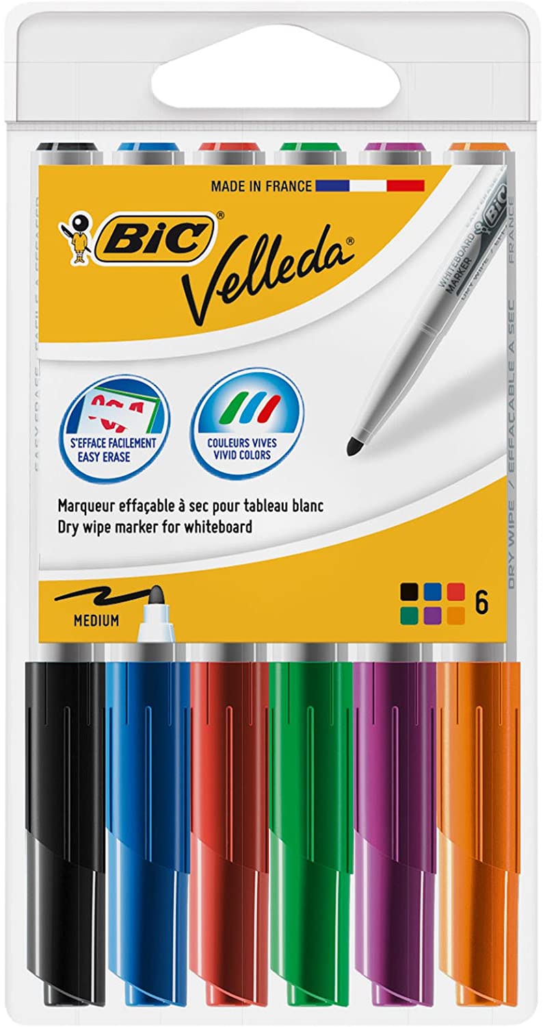 ✓ Bic Velleda 1741 Lot de 6 marqueurs tableau couleur en stock -  123CONSOMMABLES