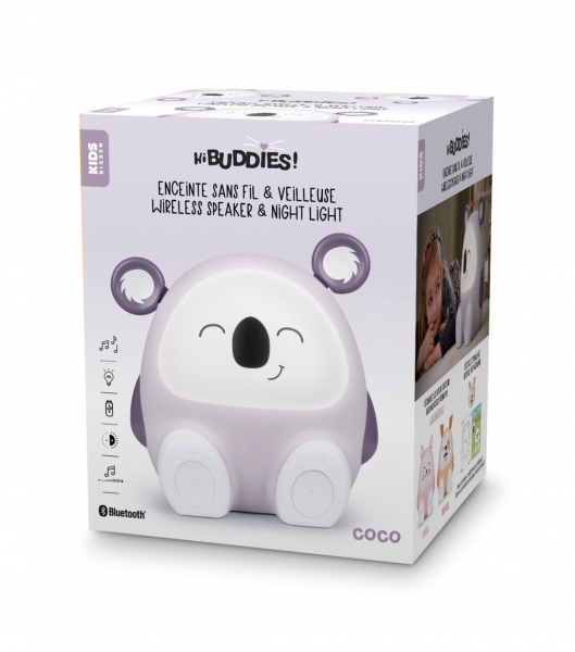 Bigben Haut-parleur et veilleuse Bluetooth pour enfants – Puissance 15 W – Lumière à intensité variable – Contrôle tactile – Portable et rechargeable – Couleur violette