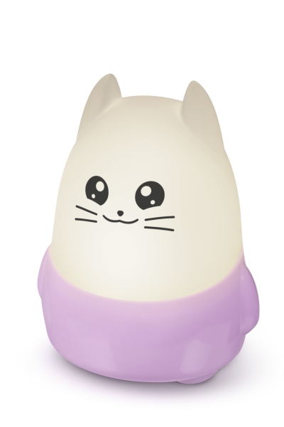 Bigben Kids Lilo Veilleuse Sans Fil - Intensité Variable - Minuterie 15-30-60mn - Rechargeable par USB-C - Couleur Blanc/Violet