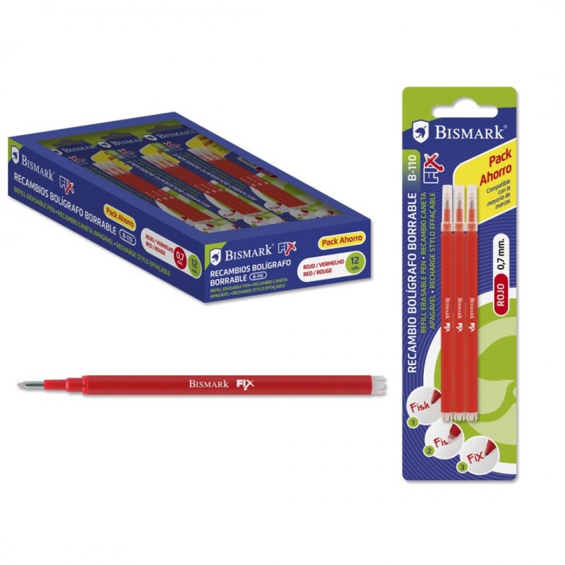 3 Recharges pour Stylo effaçable pointe 0,5mm Encre rouge : Chez