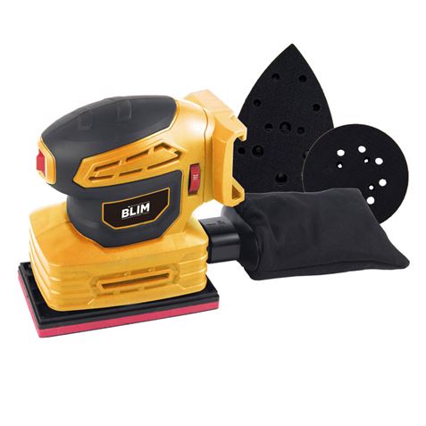 Blim Multi-Sander 3 Batterie Plaques 20V 2Ah - Plaque Ronde, Triangulaire et Rectangulaire - Vitesse 7000-13000rpm - Dépôt de Poussière - Lumière LED