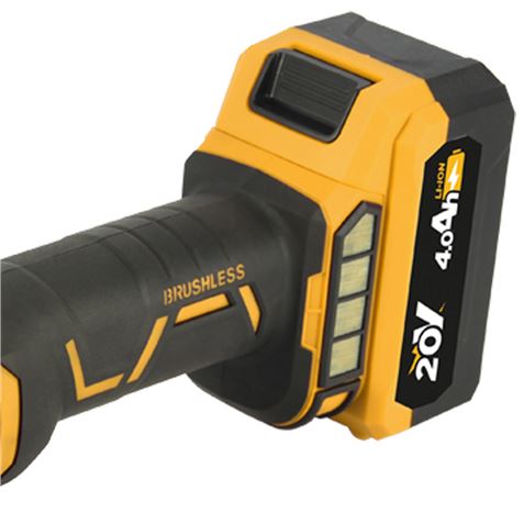 Blim Radial 115mm S/Carbons 20V - Batterie 4Ah - Vitesse Variable - Mallette de Transport - Couleur Jaune