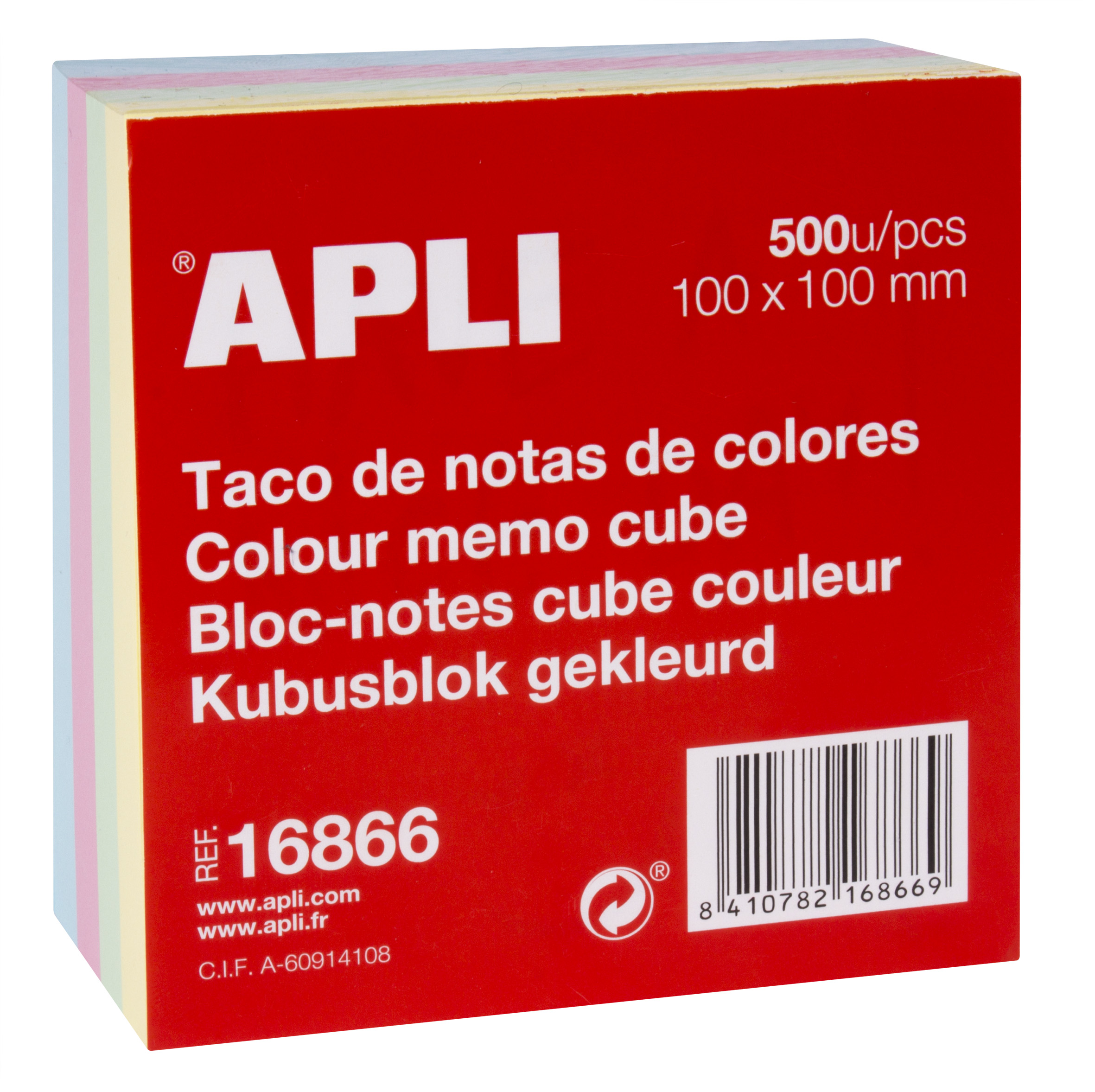 ✓ Bloc-notes Apli 100x100mm 500 feuilles - Couleurs pastel - Adhésif de  qualité - Facile à décoller - Idéal en stock - 123CONSOMMABLES