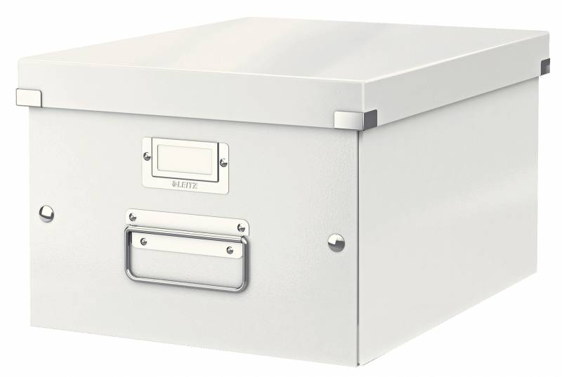 Boîte de Rangement Moyenne Leitz Click & Store Wow - Montage Facile et Rapide - Poignées Métal - Carton Blanc - Effet Wow