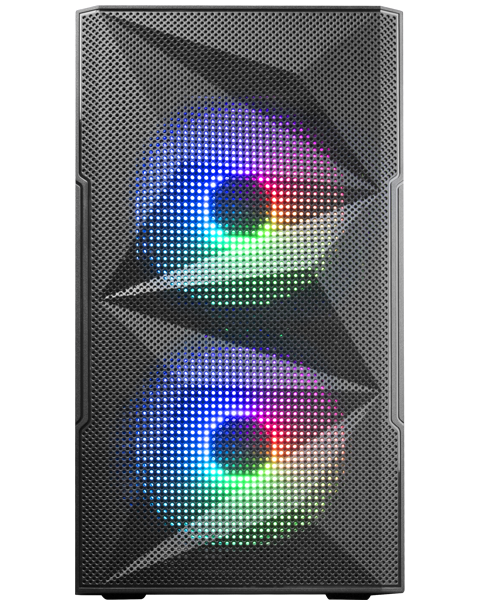 Boîtier de jeu compact Mars Gaming MC-ME - Design innovant - Ventilateurs FRGB 120 mm - Fenêtre latérale en verre trempé - Refroidissement maximal - Couleur noire