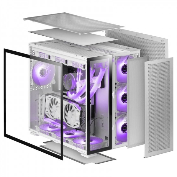 Boîtier de jeu Mars Gaming MC-NOVA - Aluminium aérospatial - Double verre trempé - Support 12 ventilateurs - Structure modulaire - USB-C - Différentes couleurs
