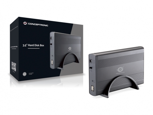 Boîtier Externe Conceptronic pour Disques Durs Sata 3.5" - USB 2.0 - 480Mps - Noir