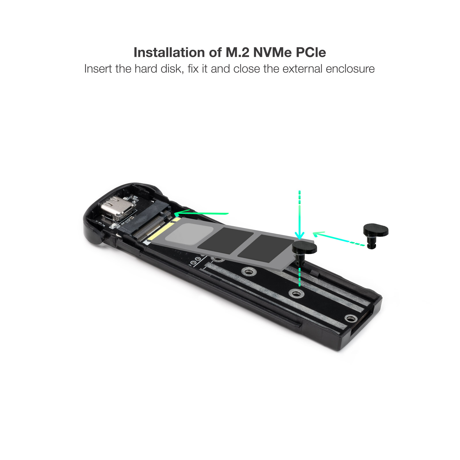 Boîtier externe en aluminium Tooq M.2 NVME USB3.1 Gen2 - Couleur bleue