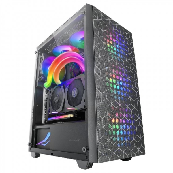 Boîtier Gaming Mars Gaming MC-MAG - Double Grille Magnétique - Verre Trempé - 3 Ventilateurs RVB - Support Refroidissement Liquide 360 mm - USB 3.0 - Couleur Noir