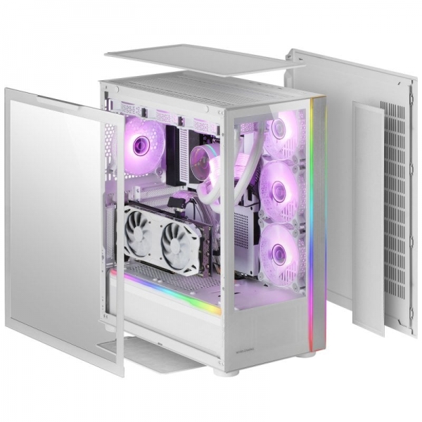 Boitier Gaming Mars Gaming MC-ULT CUSTOM - Double Verre Trempé - Support E-ATX - Capacité 9 Ventilateurs - Stockage XXL - Gestion Interne du Câblage - Couleur Blanc